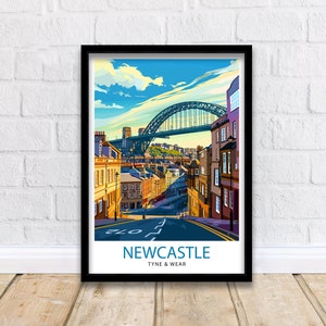 Newcastle upon Tyne Travel Print  Newcastle Wall Decor Newcastle Poster England Travel Prints Newcastle Art Print Newcastle Illustration