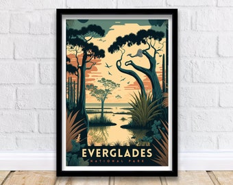 Everglades Nationalpark Reise Poster | Sumpfzypresse Kunstdruck
