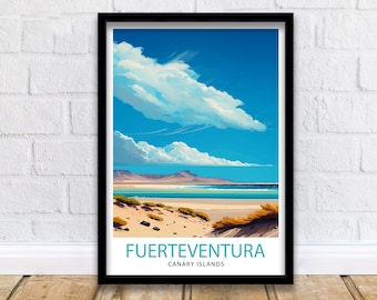 Fuerteventura Canary Islands Travel Print   Fuerteventura Wall Decor  Fuerteventura Poster  Spain Travel Prints  Fuerteventura Art Print