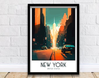 Póster turístico de Nueva York / Ilustración mural de la ciudad de Nueva York