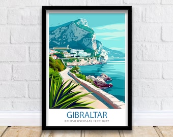 Impresión de viaje de Gibraltar Decoración de pared Arte de pared Colgante de pared de Gibraltar Decoración del hogar Regalo de Gibraltar Amantes del arte Regalo para amantes del arte del Reino Unido Impresión de arte