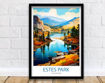 Estes Park Colorado Travel Print  Colorado Wall Decor Estes Park Poster Rocky Mountain Travel Prints Colorado Art Print Estes Park