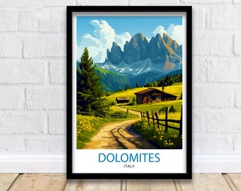 Dolomites Italy Travel Print  Dolomites Wall Art Dolomites Home Decor Italy Illustration Travel Poster Gift For Italy Lovers