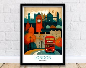 London England Travel Print  London Wall Decor London Poster England Travel Prints London Art Print London Illustration London Wall Art
