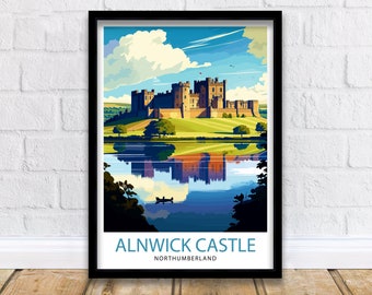 Alnwick Castle Illustration, Travel Art Print