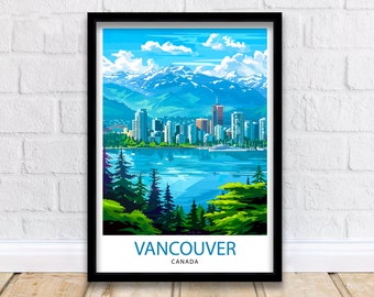 Stampa di viaggio di Vancouver, decorazione da parete di Vancouver, decorazione per la casa di Vancouver, poster di viaggio con illustrazione di Vancouver, regalo per Vancouver, Canada