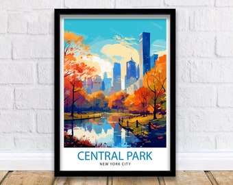 Central Park New York Travel Print  NYC Wall Decor Central Park Poster New York City Travel Prints Central Park Art Print NYC Illustration