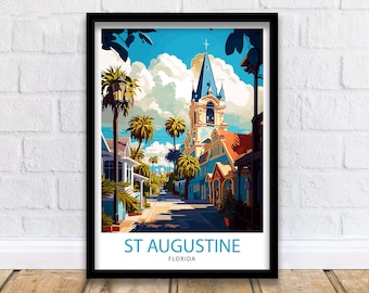 St Augustine Florida Travel Poster St Augustine Wall Decor St Augustine Print| Florida Travel Print St Augustine Art Print St Augustine
