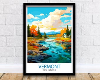 Vermont New England Travel Print Vermont Wall Decor Vermont Poster Vermont Stampe New England Vermont Art Print Vermont Illustrazione Vermont Wall