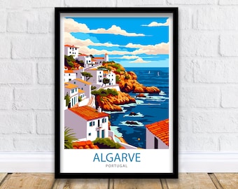 Algarve Portugal Travel Print  Algarve Wall Decor Algarve Poster Portugal Travel Prints Algarve Art Print Algarve Illustration Algarve Wall