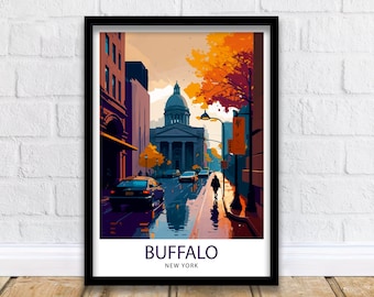 Buffalo New York Travel Print Buffalo Wall Decor Buffalo Home Living Decor Buffalo Illustration Travel Poster Gift For Buffalo NY Home Decor