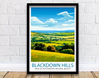 Blackdown Hills AONB Print  Area of Outstanding Natural Beauty Art Blackdown Hills Poster Somerset Devon Border Wall Art English Countryside
