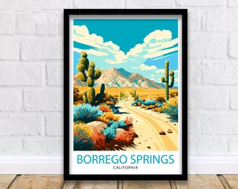 Borrego Springs California Travel Print| Borrego Springs Wall Art California Desert Decor Borrego Springs Illustration Travel Poster Gift