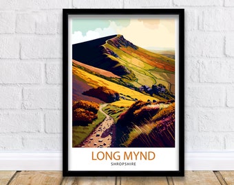 Long Mynd Travel Print  Long Mynd Wall Art Long Mynd Home Decor Long Mynd Illustration Long Mynd Poster Long Mynd Landscape