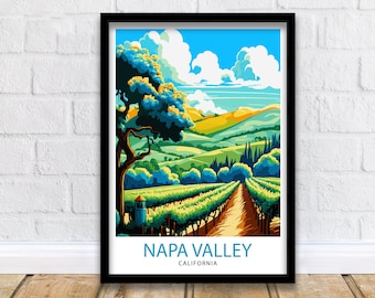 Napa Valley, Californië-reisafdruk | Napa Valley muurkunst Napa Valley illustratie Californië reisposter cadeau voor wijnliefhebbers Napa Valley