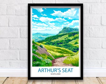 Arthur's Seat Scotland Travel Poster Edinburgh Landmark Art