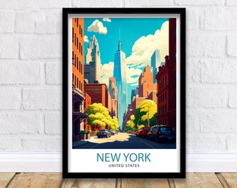 New York City Travel Print| New York Wall Art NYC Illustration Travel Poster Gift for New York Home Decor