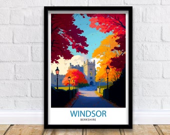 Windsor Berkshire Travel Print Windsor Wall Decor Windsor Home Living Decor Windsor Illustration Travel Poster Gift for Windsor Berkshire UK