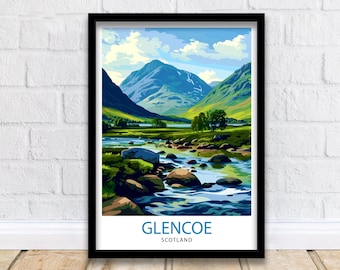 Impresión de viaje de Glencoe, Escocia, arte de pared, colgante de pared de Glencoe, decoración para el hogar, regalo de Glencoe, amantes del arte, Escocia, regalo para amantes del arte, impresión de arte