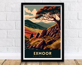 Exmoor National Park Travel Print  | Exmoor Poster | Exmoor Print | Fine Art Print | National Park | Exmoor Landscape | Travel Poster