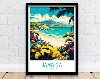 Jamaica Beach Travel Poster | Vintage Style Wall Art