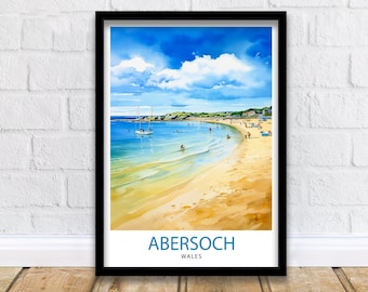 Abersoch Wales Travel Print  Abersoch Wall Decor Abersoch Poster Wales Travel Prints Abersoch Art Print Abersoch Illustration Abersoch Wall