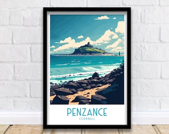 Penzance Reisedruck | Koralle | Penzance | Reise Poster | Penzance Plakat | Cornwall Druck | Drucken | Poster | Cornwall Reisekunst