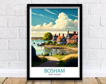 Bosham West Sussex Illustration Print, Seaside Home Decor