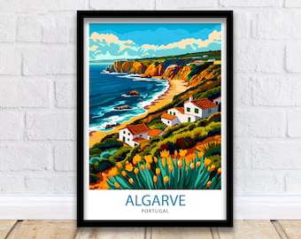 Algarve Portugal Travel Print  Algarve Wall Decor Algarve Poster Portugal Travel Prints Algarve Art Print Algarve Illustration Algarve Wall