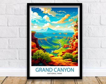 Impressão de viagem para o Grand Canyon | Arte de parede do Grand Canyon Decoração do Grand Canyon Ilustração do Grand Canyon Pôster de viagem Presente para o Grand Canyon