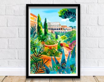 Rome Italy Travel Print  Rome Wall Art Italy Travel Poster Rome Home Decor  Italy Illustration Travel Gift for Rome Italy Wall Art