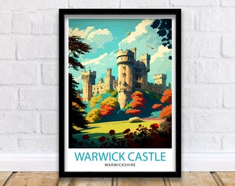 Warwickshire Castle Travel Print Warwickshire Wall Decor Warwickshire Home Living Decor Warwickshire Illustration Travel Poster Warwickshire