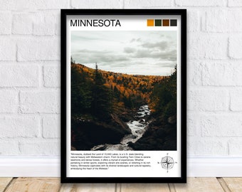 Minnesota Travel Print Minnesota Wall Decor Minnesota Poster USA Travel Prints Minnesota Art Print Minnesota Illustration Minnesota Wall Art