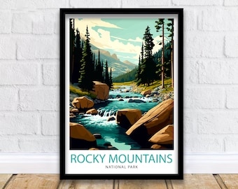 Rocky Mountain National Park Art Print, Colorado Travel Poster