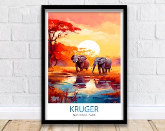 Kruger National Park Travel Print  Wall Art Kruger National Park Wall Hanging Home Décor Kruger National Park Gift Art Lovers South