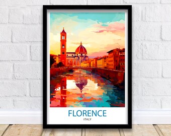 Florence Italy Travel Print  Florence Wall Decor Florence Home Living Decor Florence Italy Illustration Travel Poster Gift for Florence