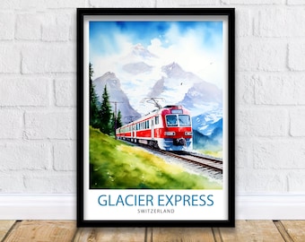 Glacier Express Switzerland Print Glacier Express Decor Glacier Express Poster Glacier Express Art Glacier Express Wall Art Gift for Train