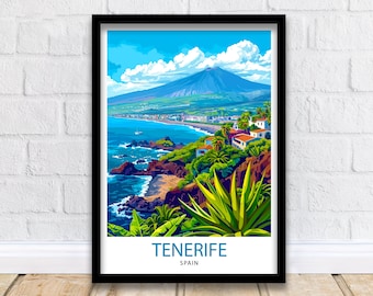 Tenerife Spain Travel Print  Tenerife Wall Decor Tenerife Home Living Decor Tenerife Illustration Travel Poster Gift For Tenerife Spain Home