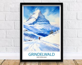 Grindelwald Switzerland Travel Print Grindelwald Wall Decor Grindelwald Poster Switzerland Travel Prints Grindelwald Art Print Grindelwald