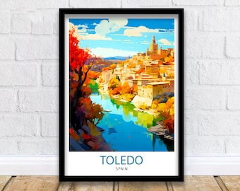 Toledo Spain Travel Print  Toledo Wall Decor Toledo Poster Spain Travel Prints Toledo Art Print Toledo Illustration Toledo Wall Art