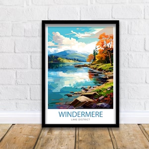 Lake Windermere Travel Print  | Lake District Print | Lake District Art | Lake District Poster | The Lake District | Travel Print