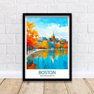 Boston Massachusetts Travel Print Wall Decor Wall Art Boston Wall Hanging Home Décor Boston Gift Art Lovers Massachusetts Art Lover Gift