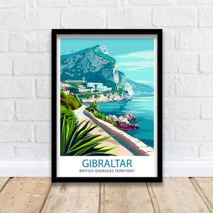 Gibraltar Reise Print Wanddekor Wandkunst Gibraltar Wandbehang Wohnkultur Gibraltar Geschenk Kunstliebhaber UK Kunstliebhaber Geschenk Print Art