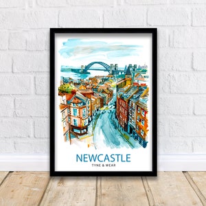 Newcastle Travel Print Wall Decor Wall Art Newcastle Wall Hanging Home Décor Newcastle Gift Art Lovers UK Art Lover Gift Print Art