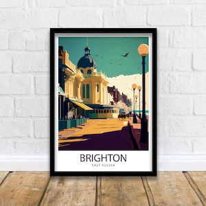 Brighton Travel Print  Brighton Wall Art Brighton Decor Brighton England Illustration Travel Poster Brighton Gift England Home Decor