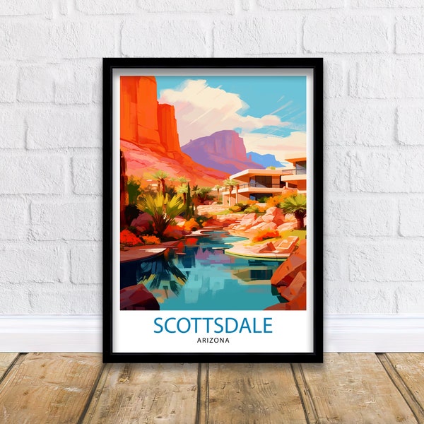 Scottsdale Arizona Travel Poster Scottsdale Wall Art Arizona Desert Print  Southwest Travel Decor Scottsdale Illustration Arizona Art Print