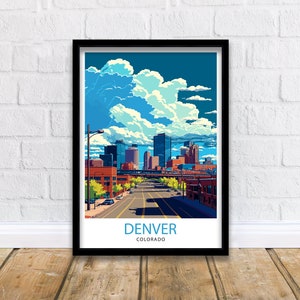 Impressão de viagem em Denver, Colorado | Arte de parede em Denver, pôster de viagem em Colorado, ilustração em Denver, decoração para casa em Denver, impressão de arte em Colorado
