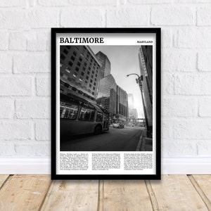 Baltimore Travel Print Wall Decor Wall Art Baltimore Wall Hanging Home Décor Baltimore Gift Art Lovers Maryland Art Lover Gift Print Art