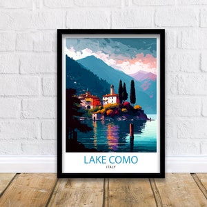 Lake Como Italy Travel Print  Wall Decor Home Living Decor Italy Illustration Travel Poster Gift For Italy Home Decor