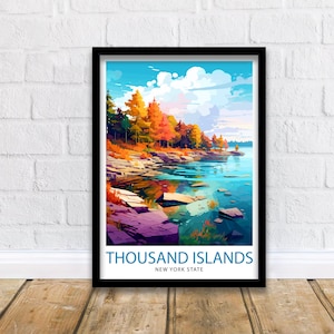 Thousand Islands New York State Travel Print| NY Wall Decor Thousand Islands Poster New York Travel Prints Thousand Islands